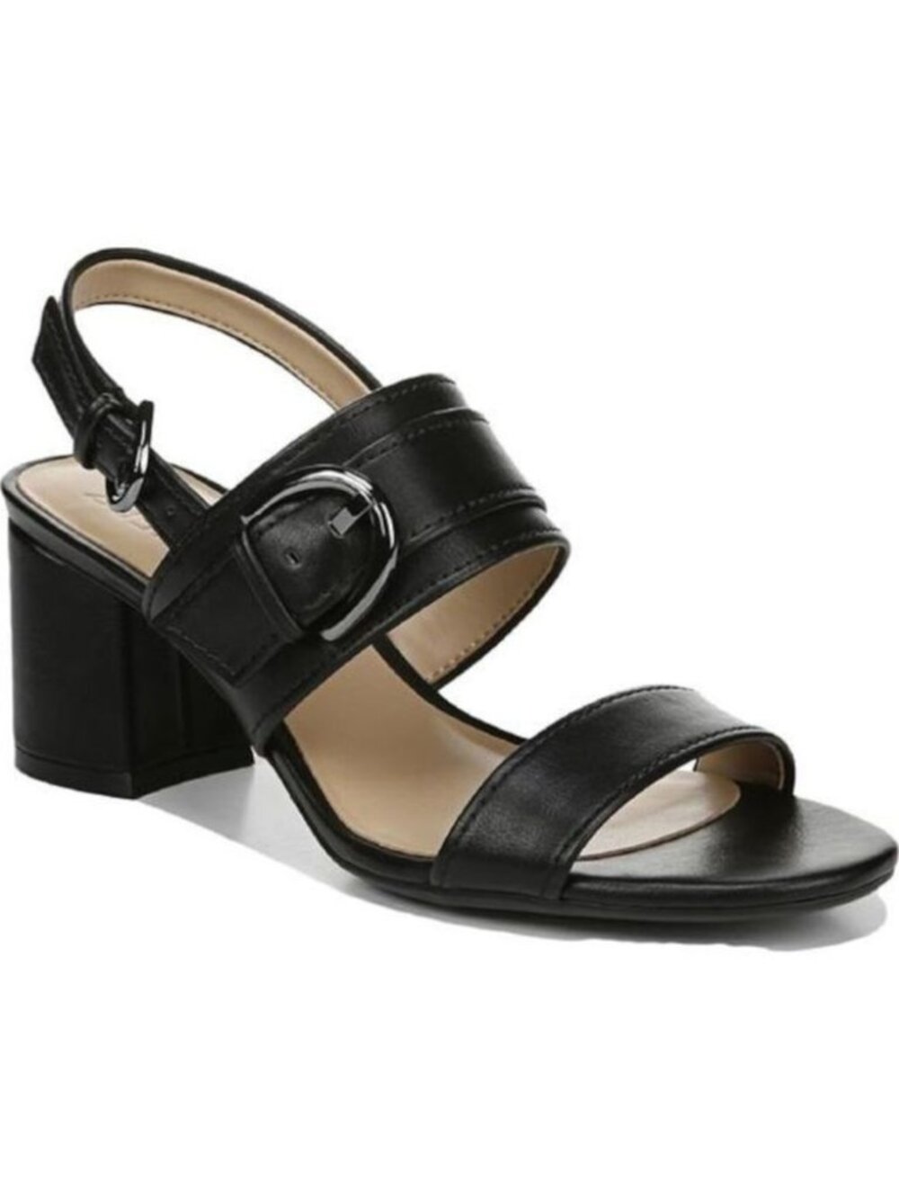 NATURALIZER Womens Black Kaylee Block Heel Buckle Dress Sandals Size 8